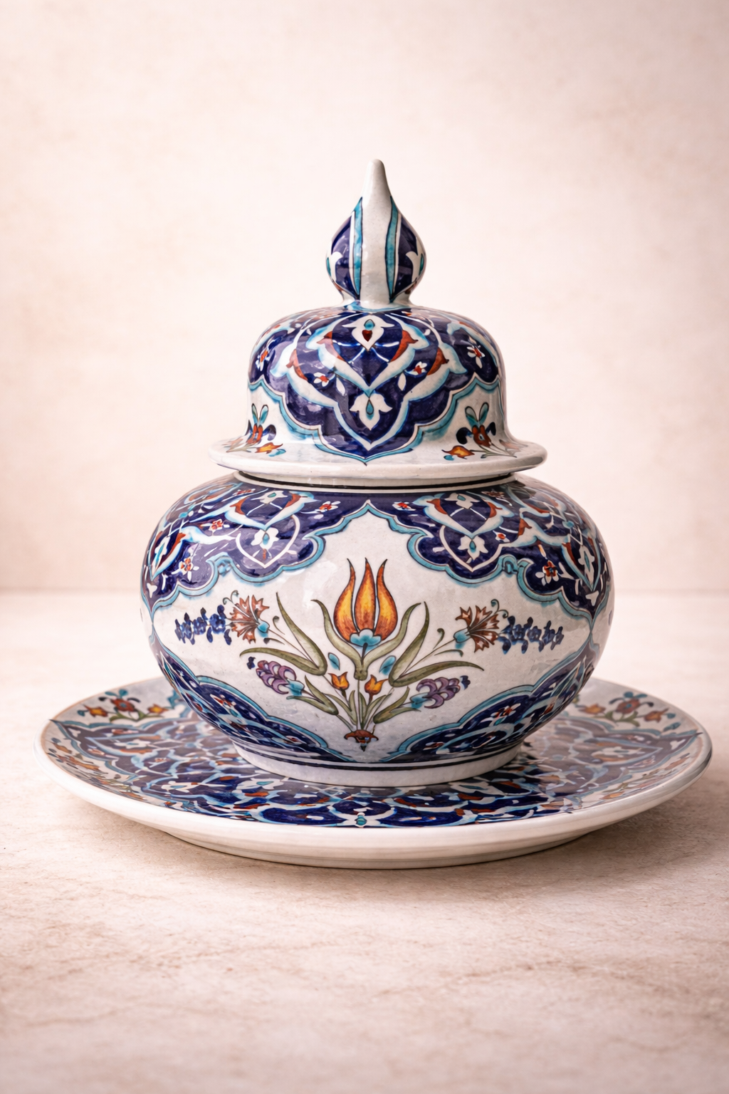 Midnight Tulip Covered Bowl