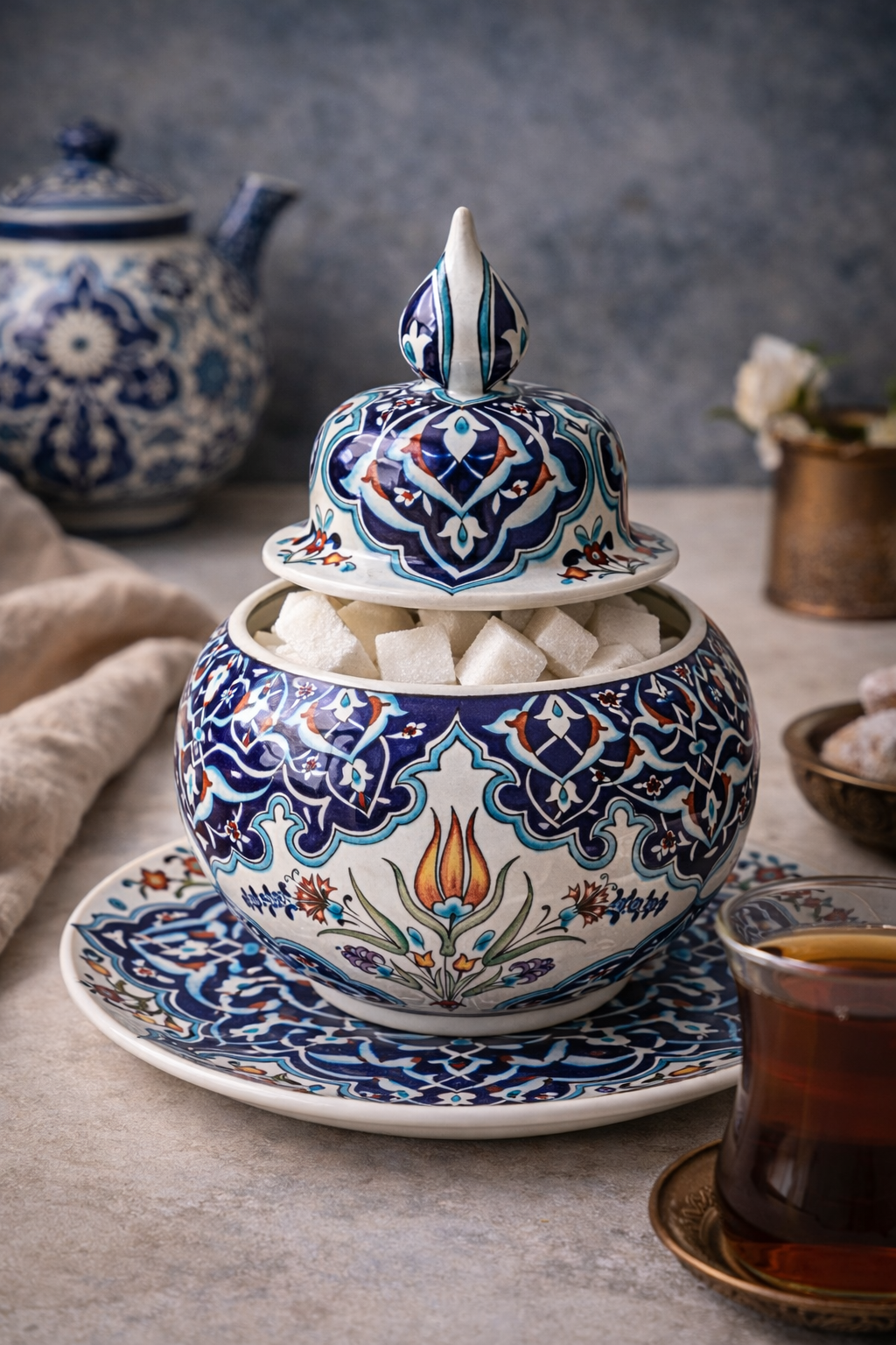 Midnight Tulip Covered Bowl