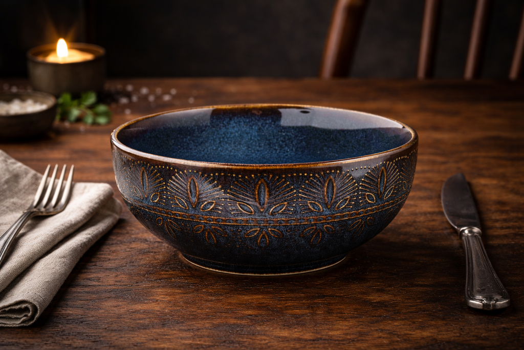 Indigo Glow Ceramic Bowl
