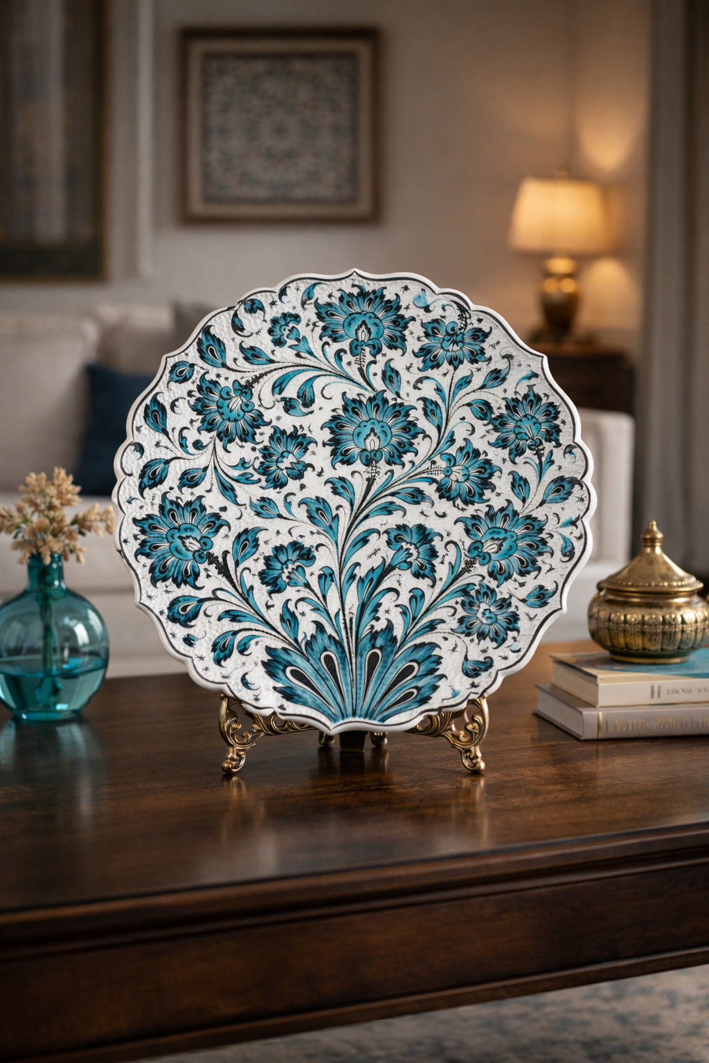 Ottoman Blue Floral Ceramic Plate